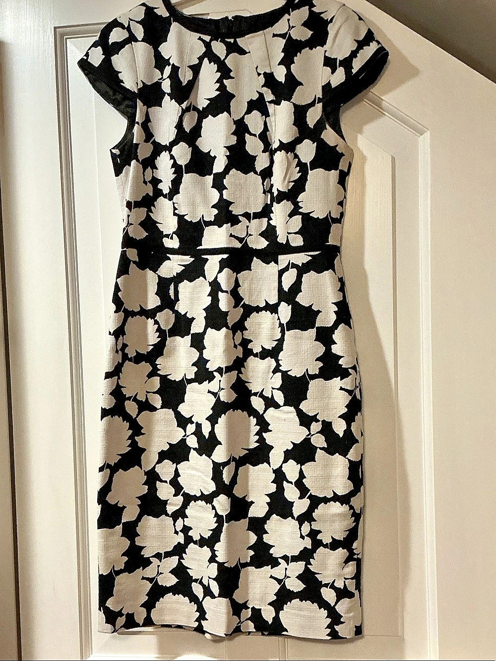 Hobbs Floral Midi Dress in Black & White